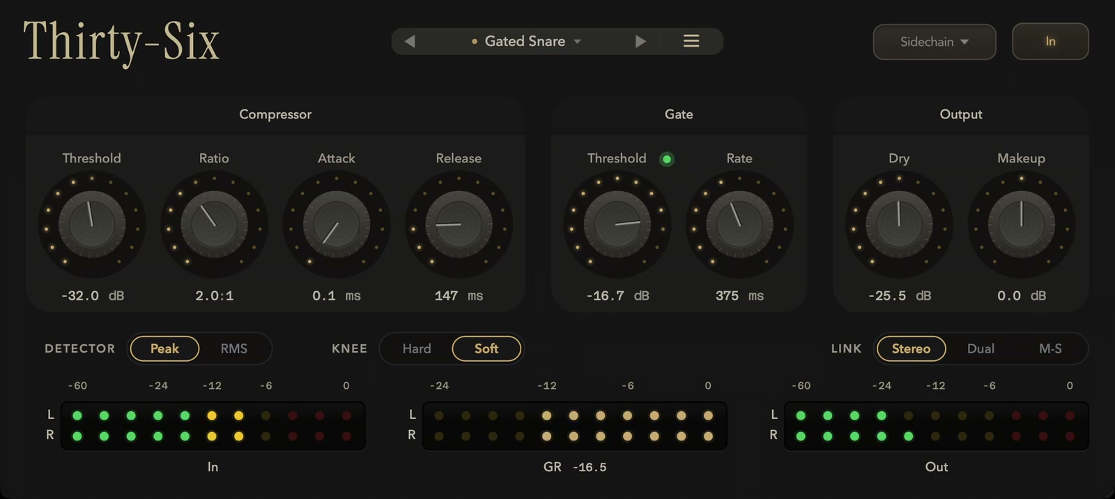 The gate on a snare, opening on every hit.